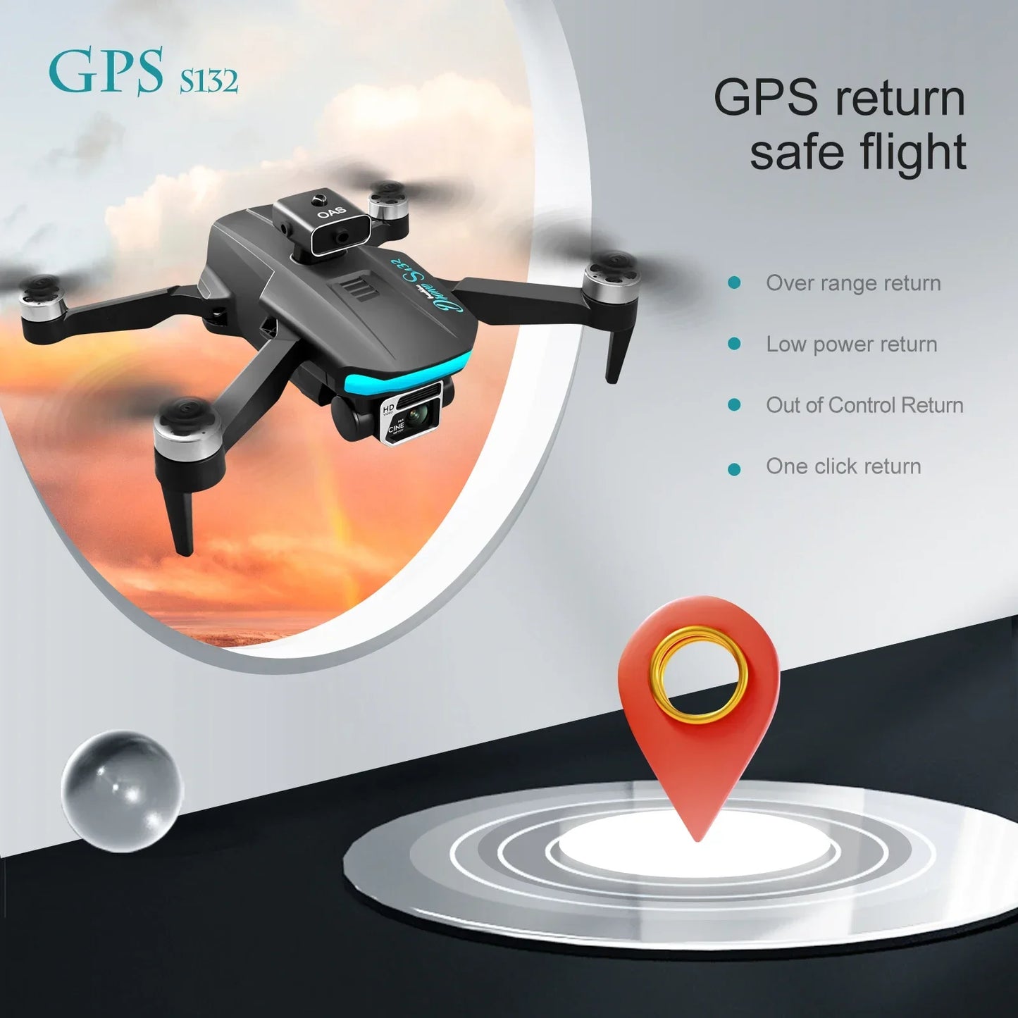 ISHOWTIENDAC S132 Brushless GPS Drone With 4K Dual Camera Obstacle Avoidance