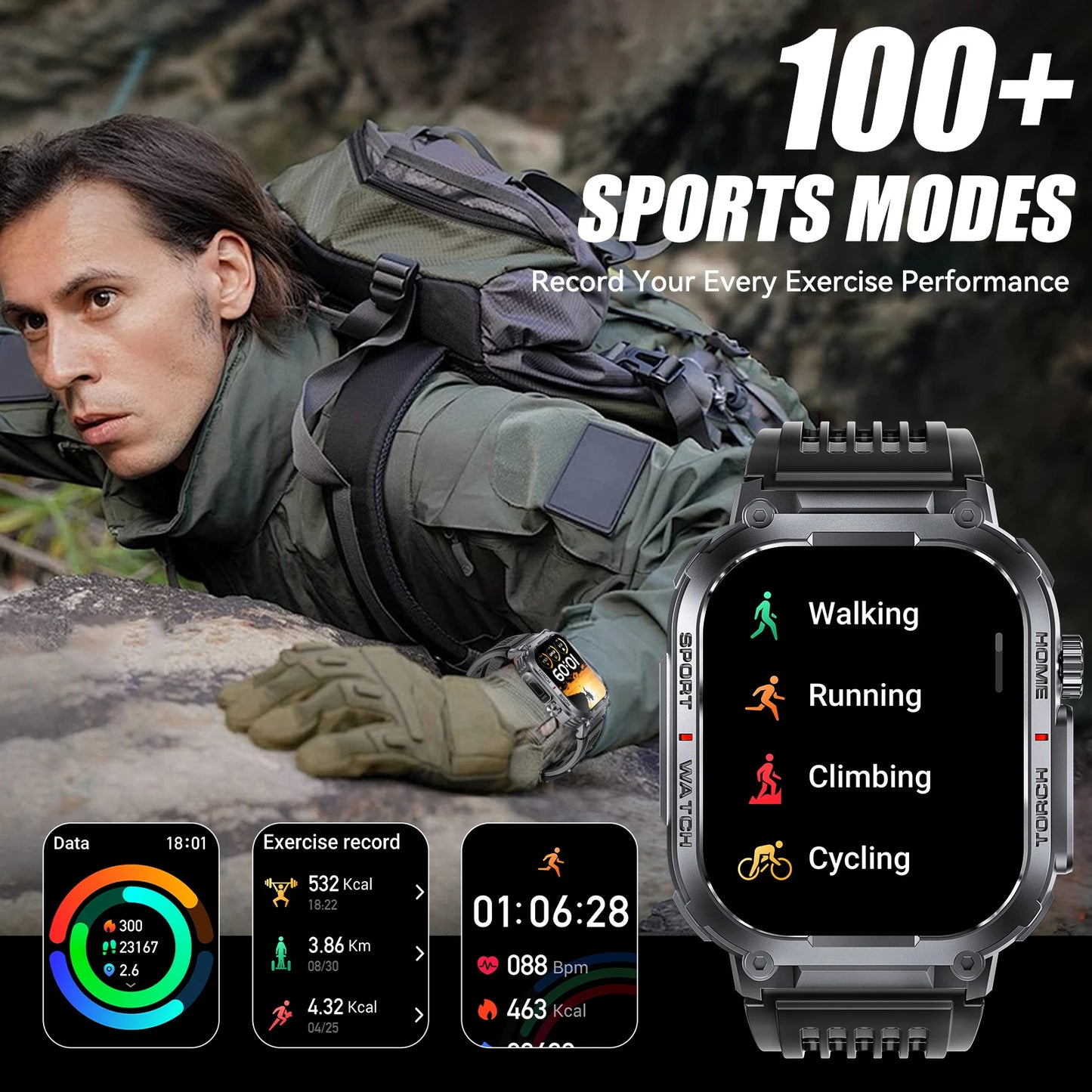 EIGIIS 2024 Smart Watch Men 3ATM Waterproof 2.02 Inch S320B Compass Heart Rate