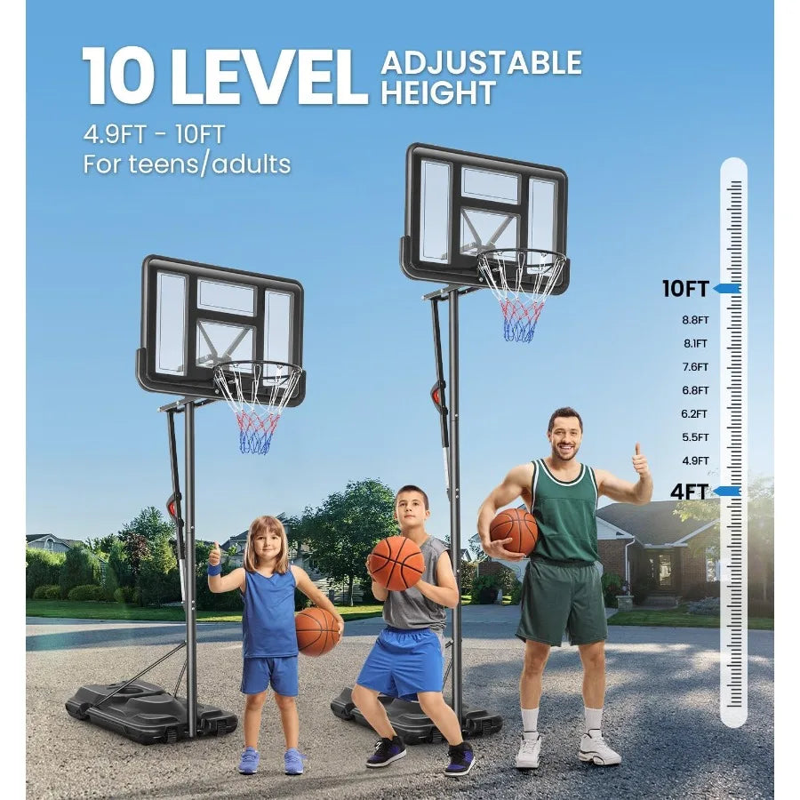 With the XMSJ 10ft adjustable portable basketball hoop, you can elevate backyard play, sharpen your skills, and enjoy unlimited outdoor shooting sessions with family and friends.