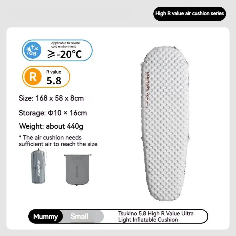 Experience warmth and reliable comfort on your outdoor adventures with this Naturehike inflatable sleeping mattress featuring a high R-value.