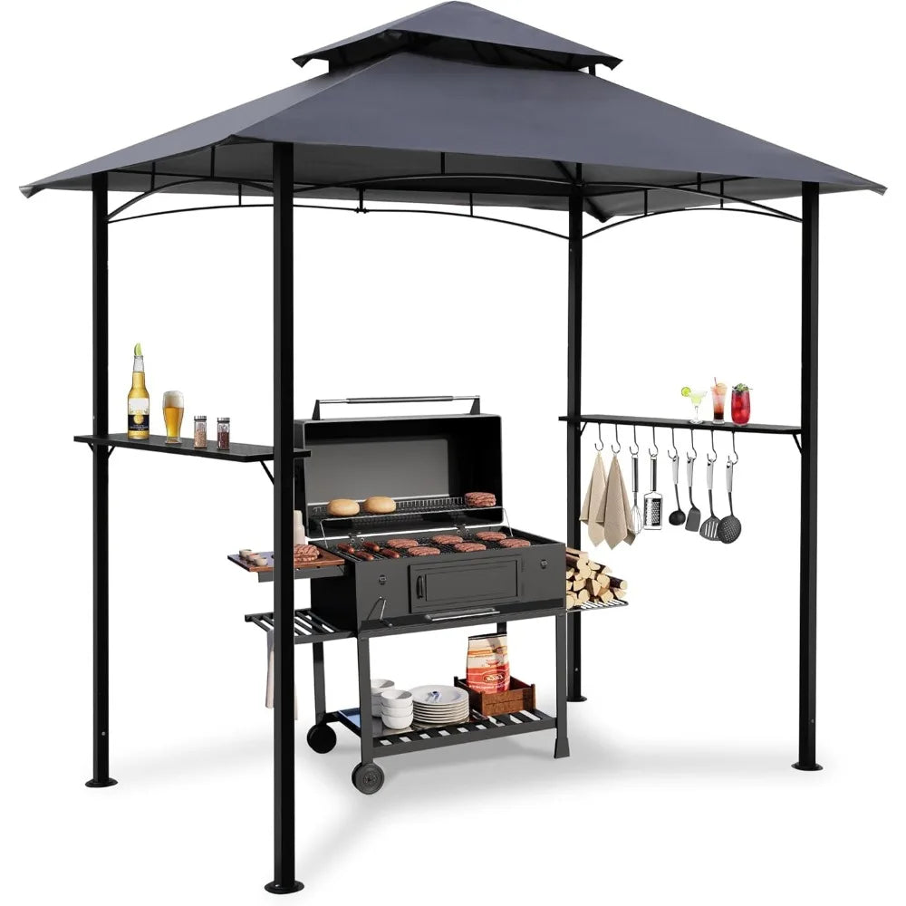 From XMSJ, you can create a stylish outdoor dining zone with this 8x5 grill gazebo canopy that shields your BBQ setup from sun and rain.