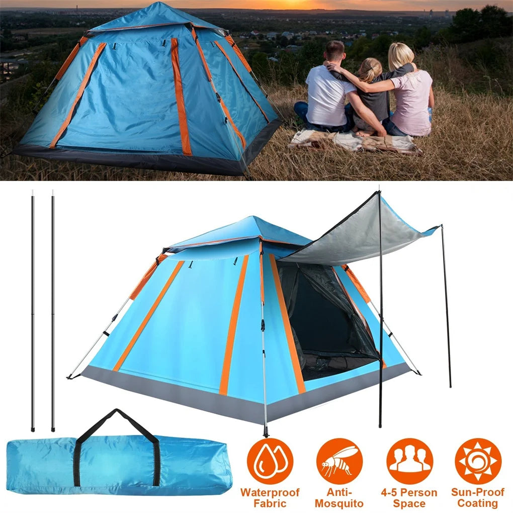 4 To 5 Person Pop Up Camping Tent Instant Setup With Mosquito Net Windows