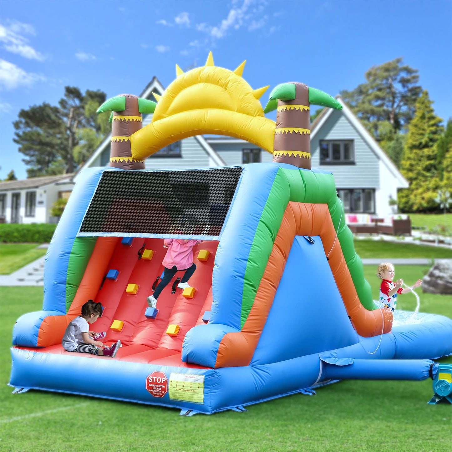 King Inflatable Water Slide With 1100W Blower Commercial PVC Bounce House