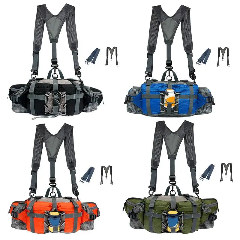 Hiking Waist Bag With 2 Bottle Holders Outdoor Waist Pack Waterproof