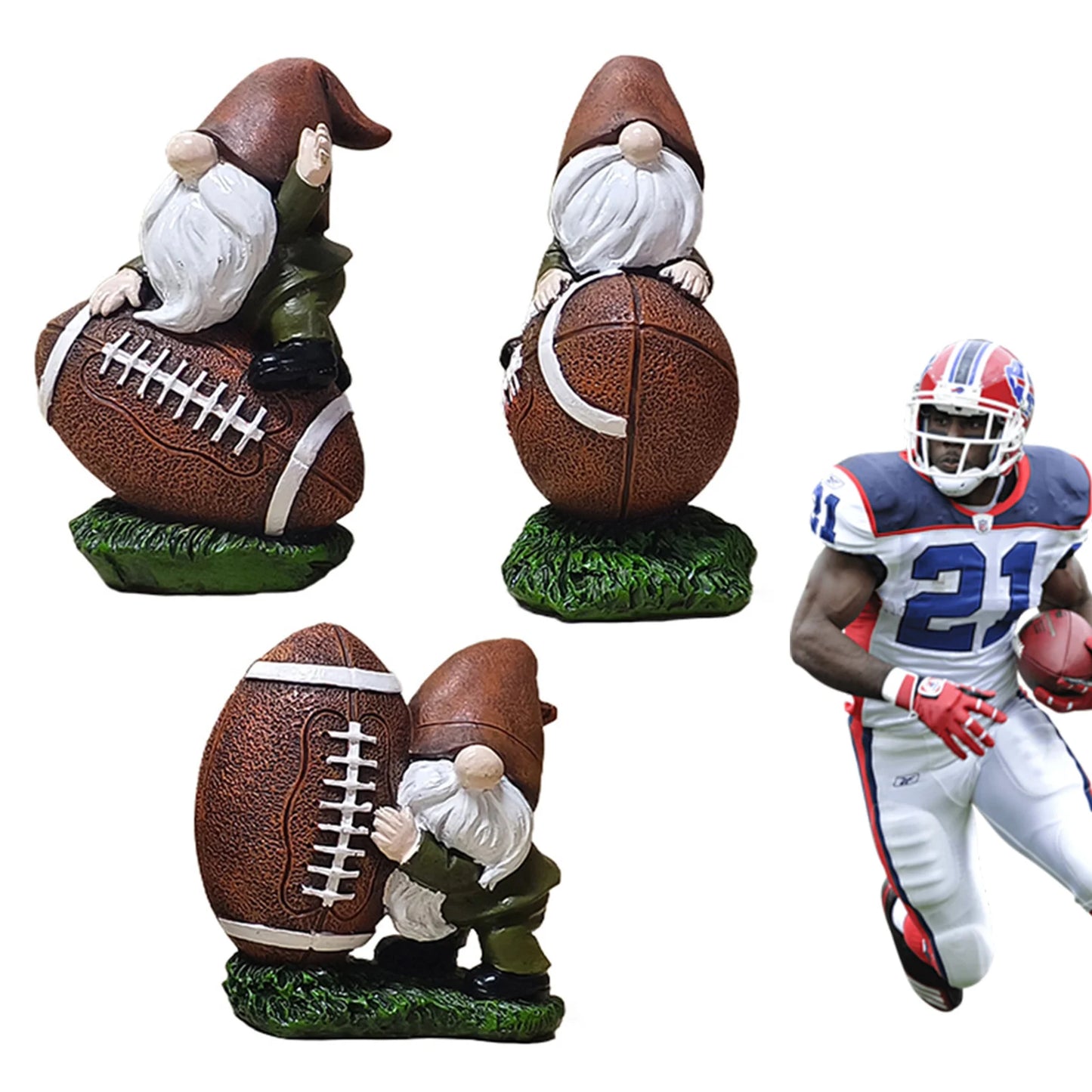 Rugby Gnome Statue Resin Decoration For Indoor Outdoor Garden Table Super Bowl