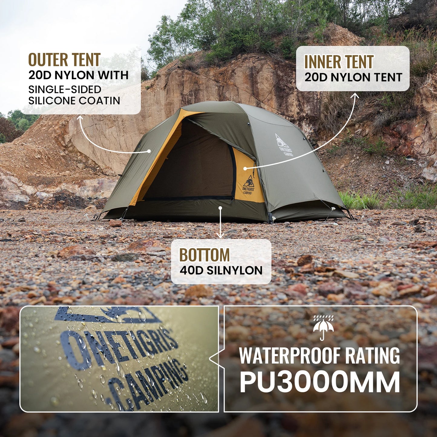 OneTigris Stella Camping Tent 4 Season 2 Person Lightweight Waterproof