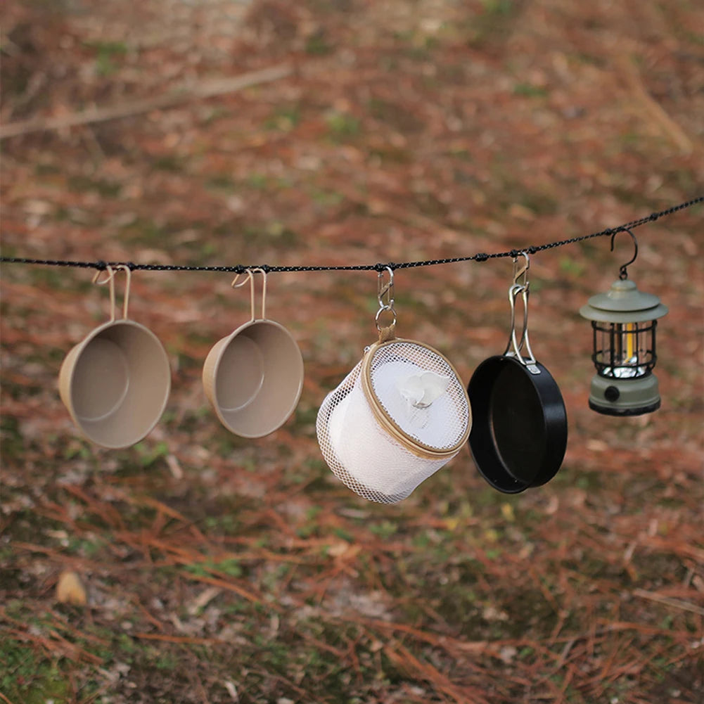 Travel light and dry faster with this compact Camping Stretch Clothesline that adapts to any hotel, cruise campsite or cabin, keeping your laundry ready on the go.
