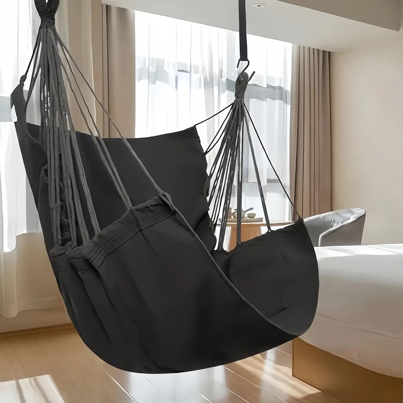Portable Hammock Swing Chair With Canvas Bed And Storage Bag For Indoor Outdoor