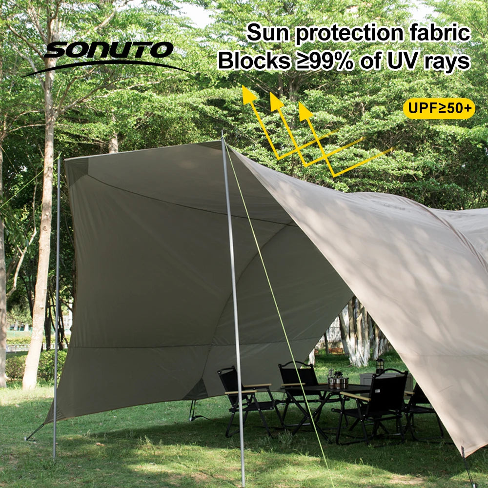 Sonuto Car Awning Tent 210D Waterproof UV Sun Shelter For Outdoor Beach Camping