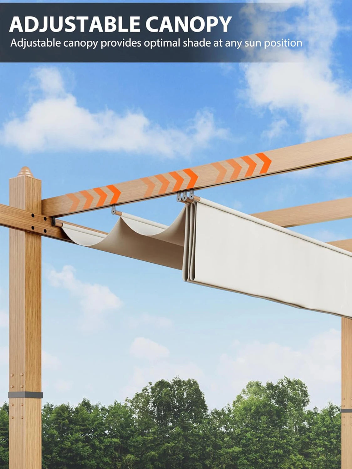 HiMISS 10x10Ft 10x13Ft Outdoor Pergola With Retractable Canopy