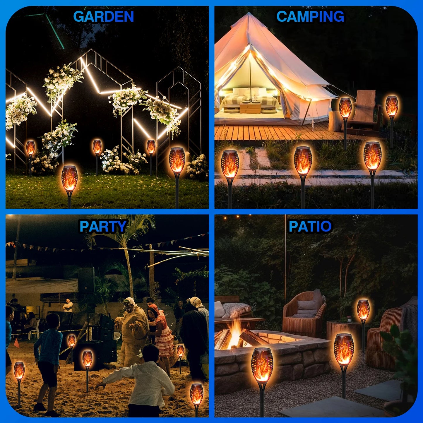 Transform your outdoor spaces with luminous, flickering solar torches that brighten evenings without any wiring or fuss.