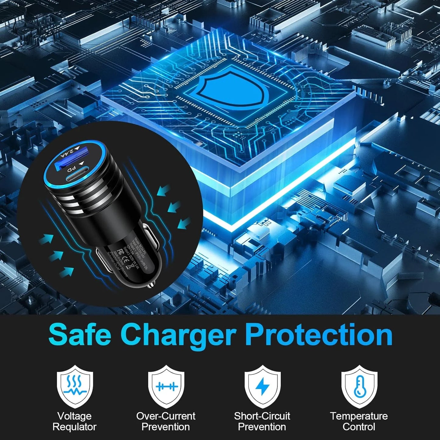 Power up faster on every ride with this compact 30W PD car charger.