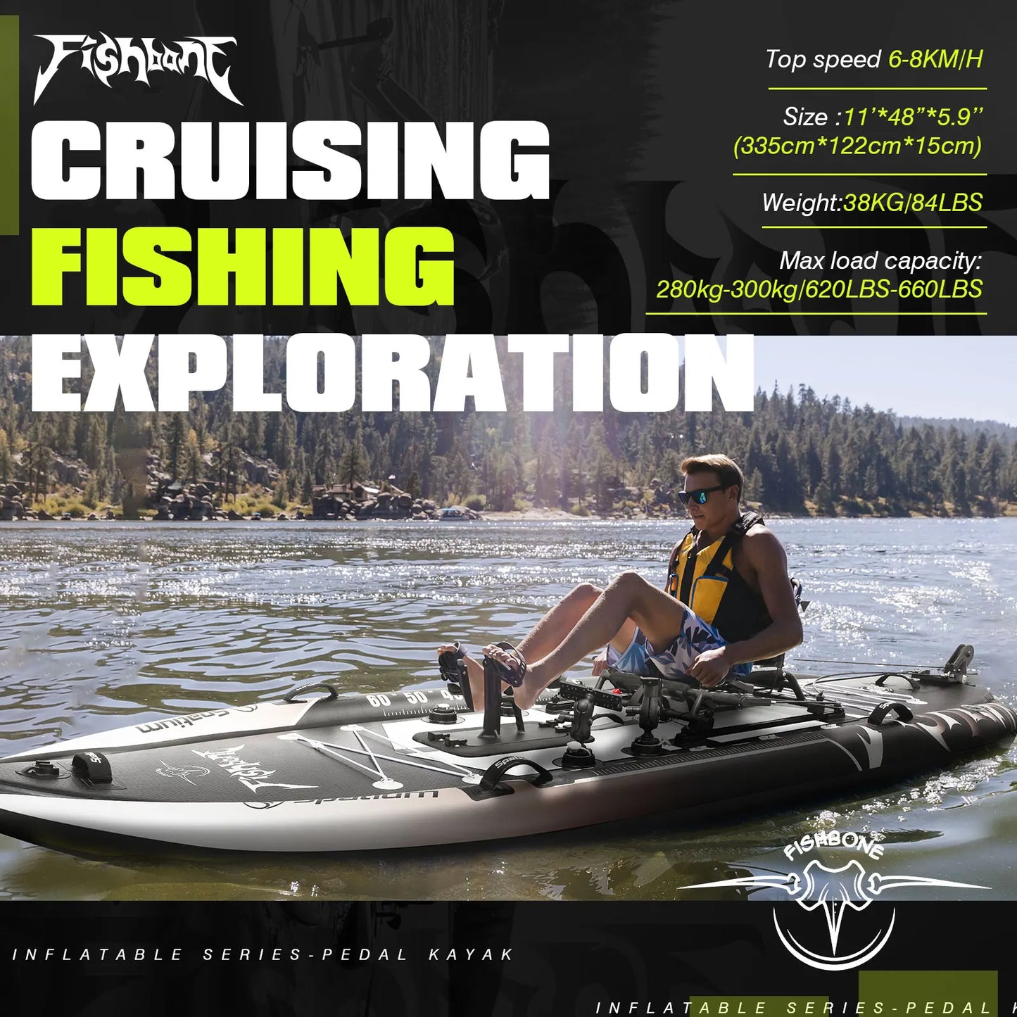 Experience hands free propulsion with Spatium's pedal drive kayak, designed to power your day on the water.