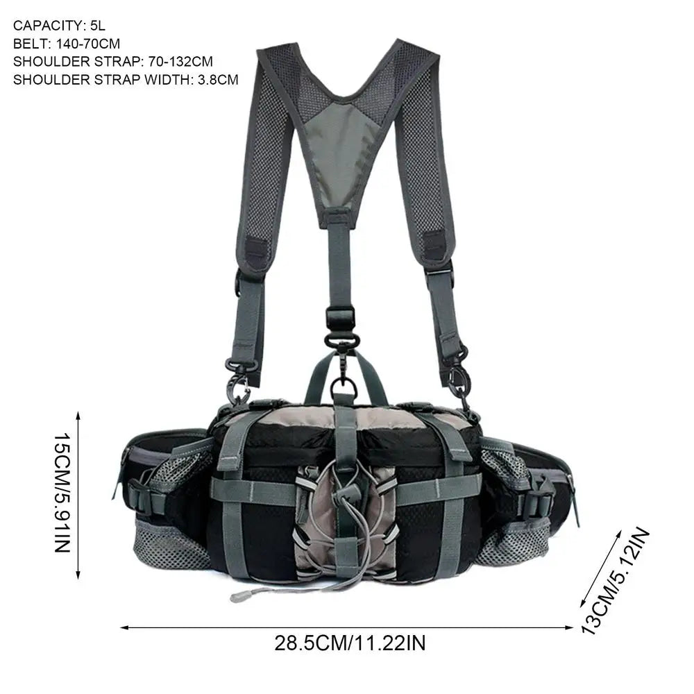 Hiking Waist Bag With 2 Bottle Holders Outdoor Waist Pack Waterproof
