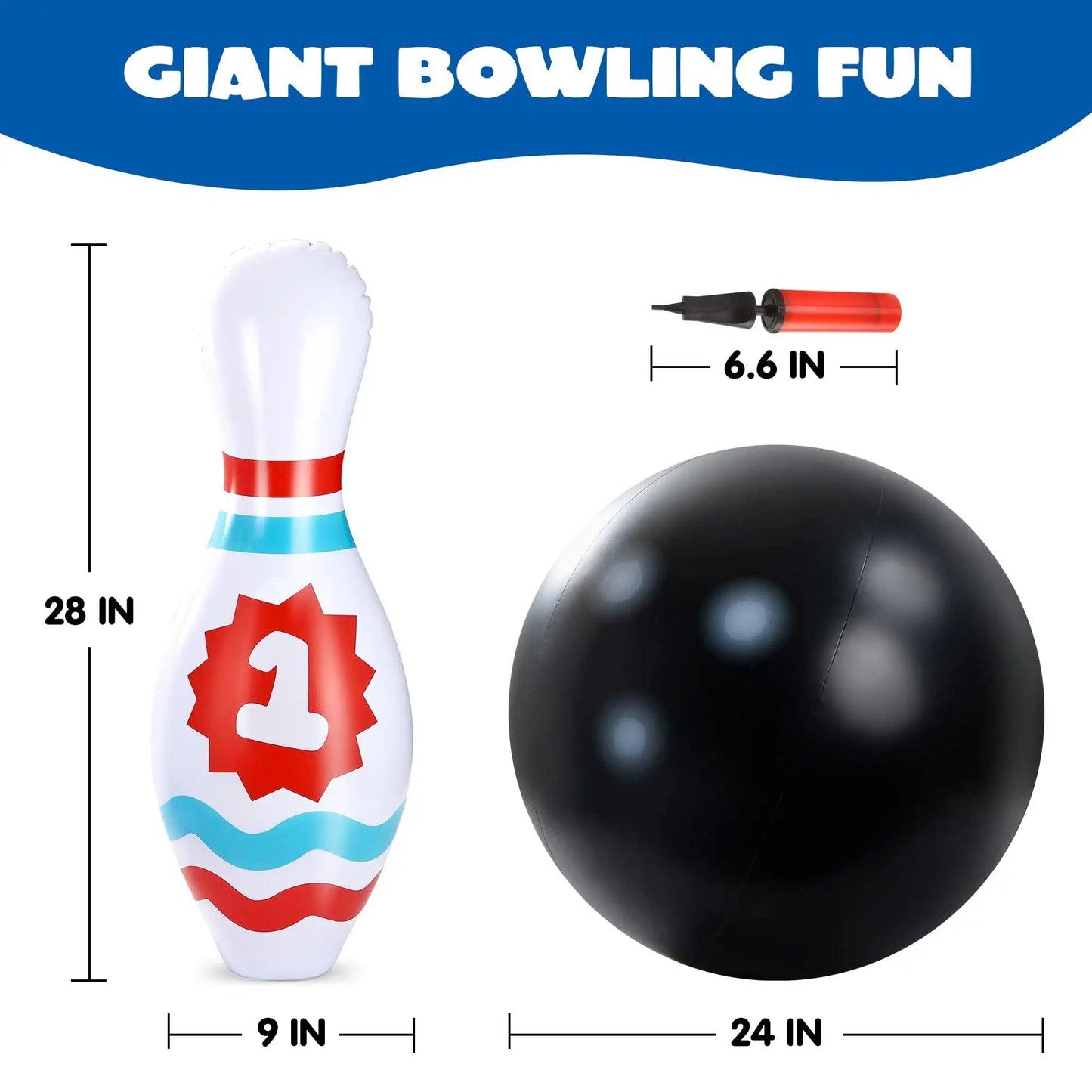Joyfy Giant Inflatable Bowling Set for Kids Adults Party Games Toy