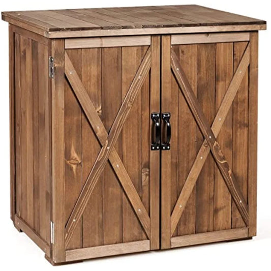 Garden Wooden Storage Shed Tool Cabinet With Doors And Handles