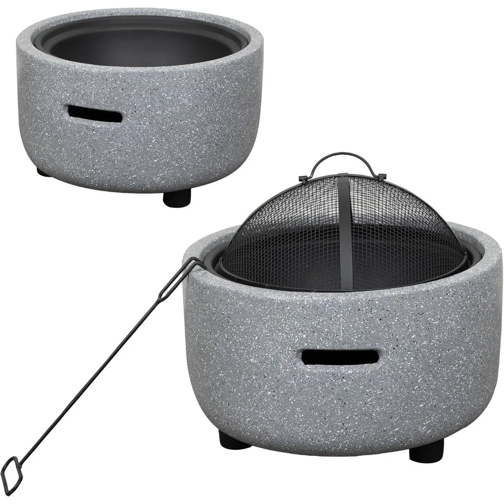 Alpine Corporation Modern Gray Outdoor Wood Burning Fire Pit With Cover