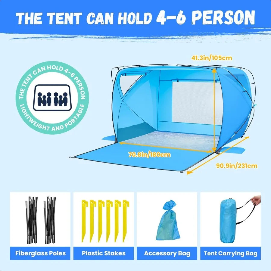 Beach Tent Sun Shelter 46 Person Beach Shade Tent UPF 50 UV Protection