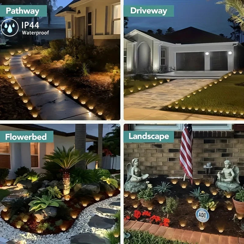 8 Pack Solar Disk Lights Outdoor Garden Underground Deck Lights IP44 Waterproof