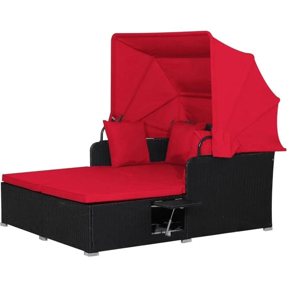 Create a resort style outdoor lounging area you can enjoy with this retractable canopy daybed set.