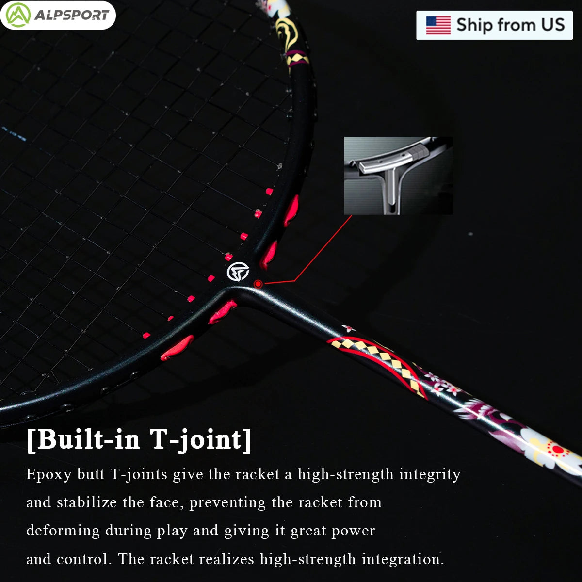 Alpsport HQ 6U Ultralight Offensive Carbon Fiber Badminton Racket