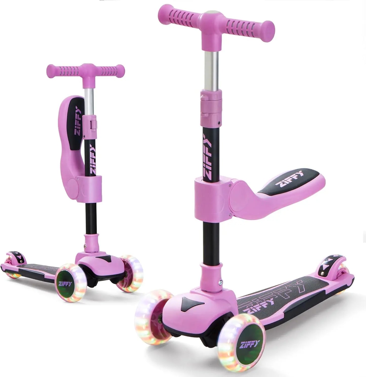 Joyfy 2 In 1 Toddler Scooter With LED Lights Adjustable Height And Foldable Seat