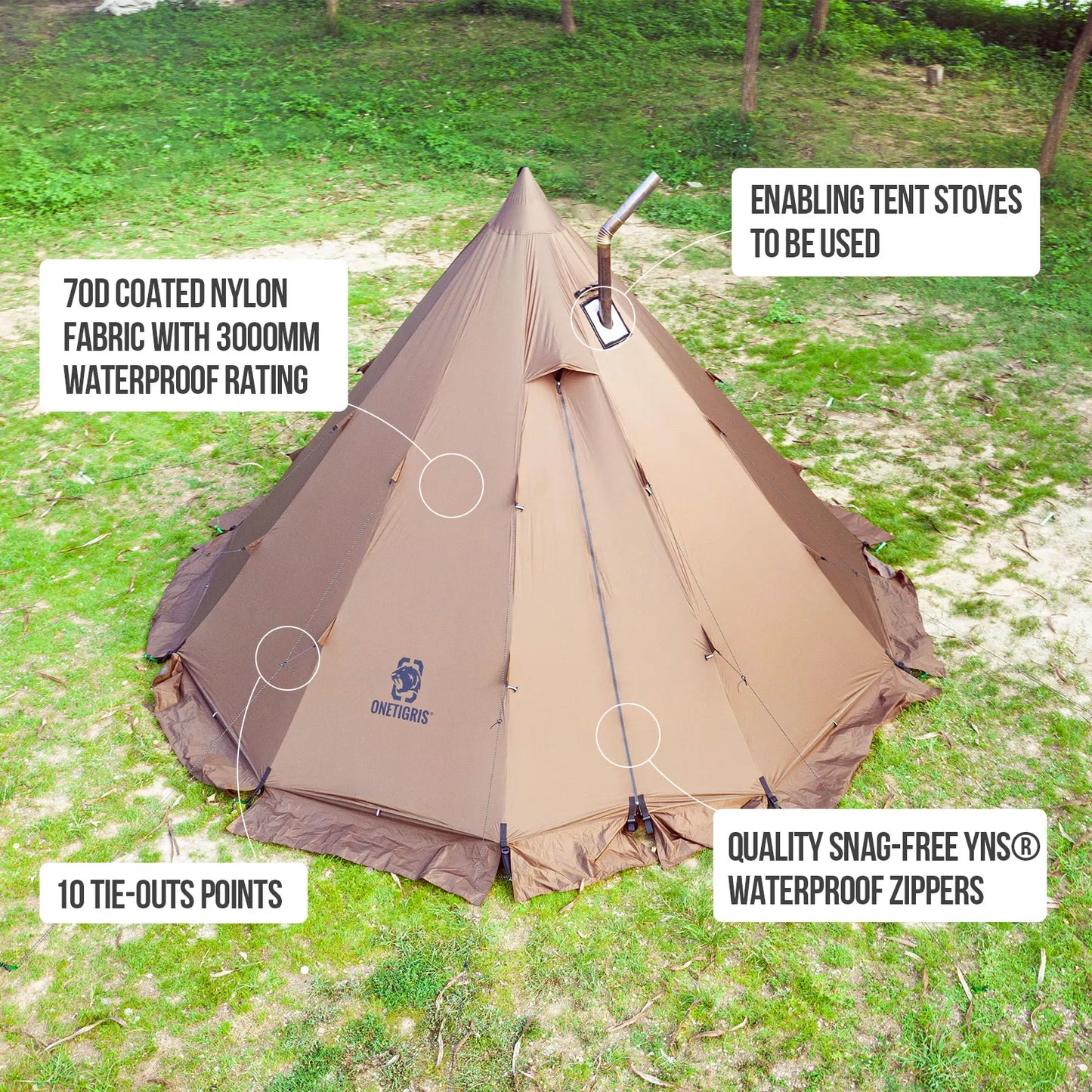 Experience rugged comfort in any season with the ONETIGRIS Rock Fortress Hot Tent, designed for camping, backpacking, fishing, and hiking.