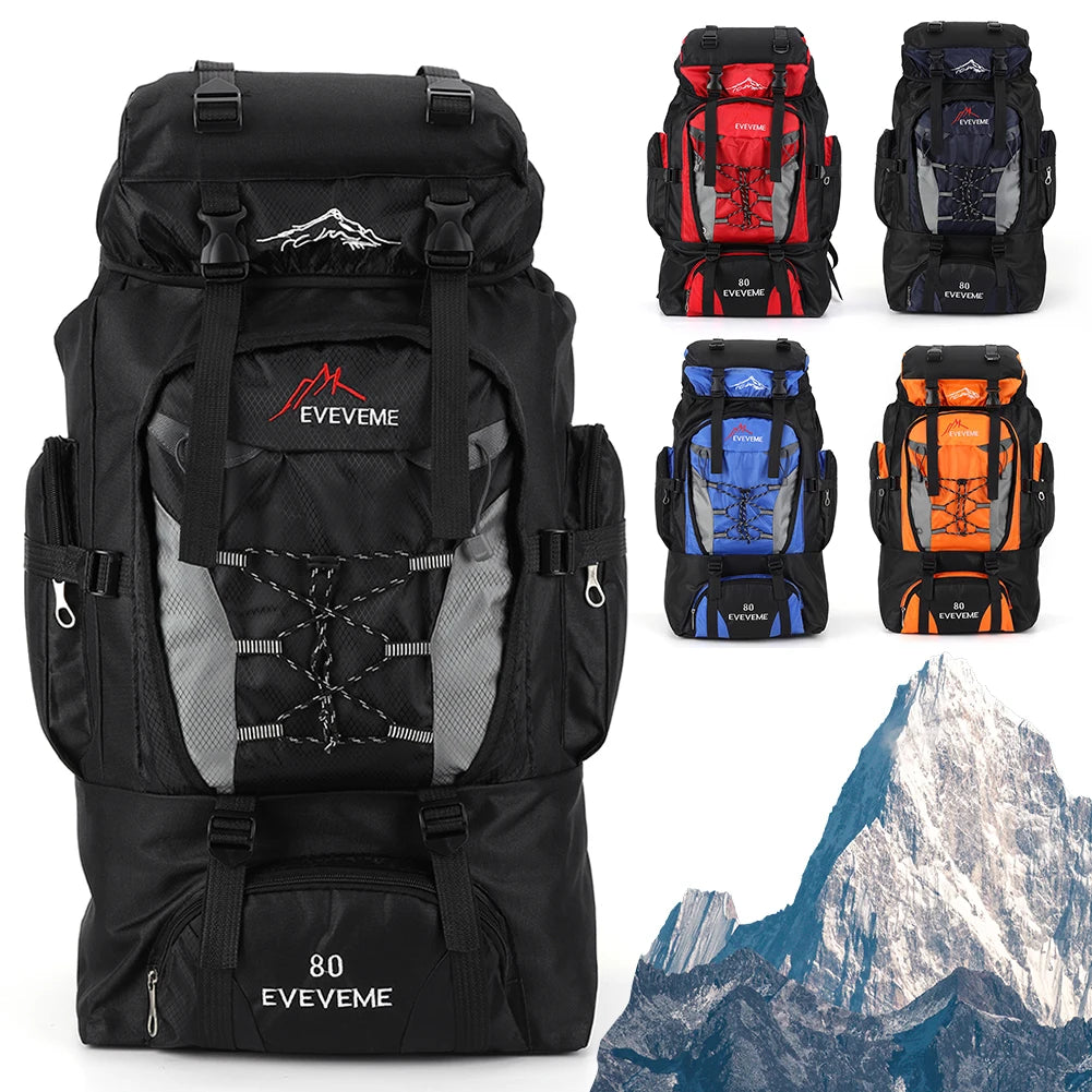 NONECN Waterproof 80L Mountain Climbing Backpack Canvas Trekking Hiking Rucksack