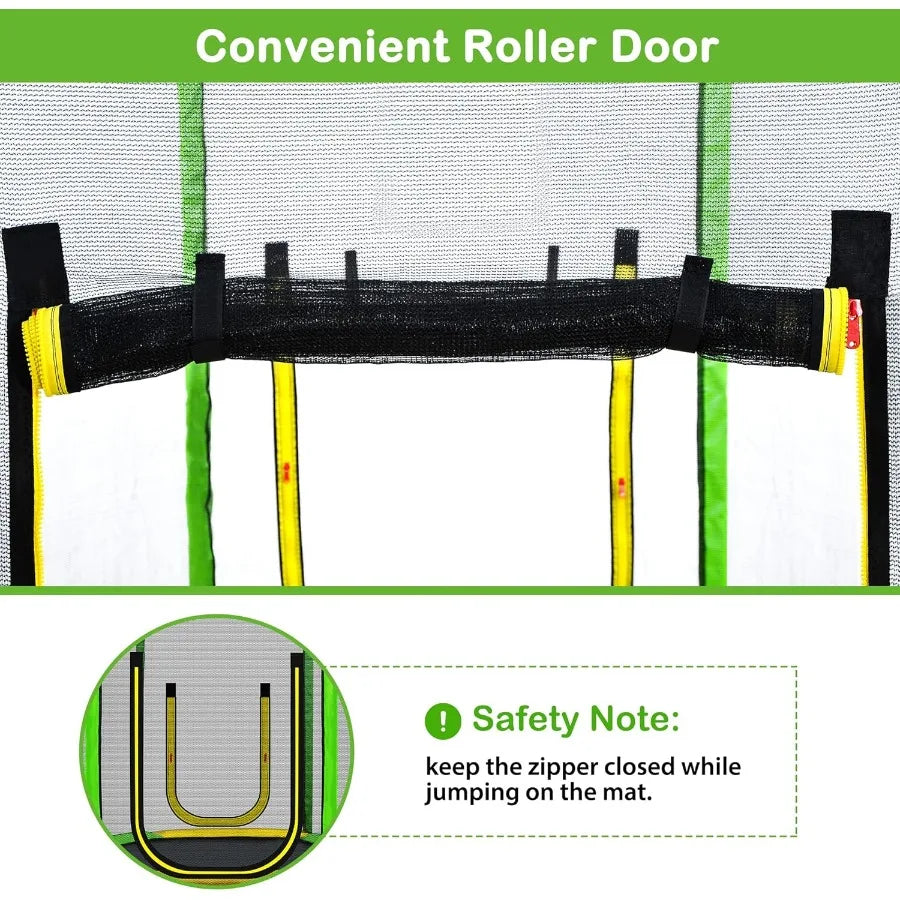 XMSJ 7 Ft Trampoline With Enclosure Net For Toddlers Outdoor With Slide