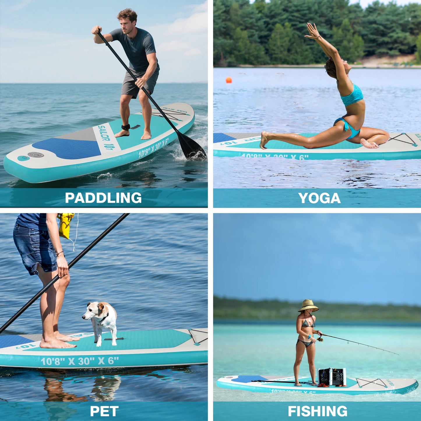 Cadalene 10ft 8in Inflatable Stand Up Paddle Board For Adult Non Slip Deck PVC