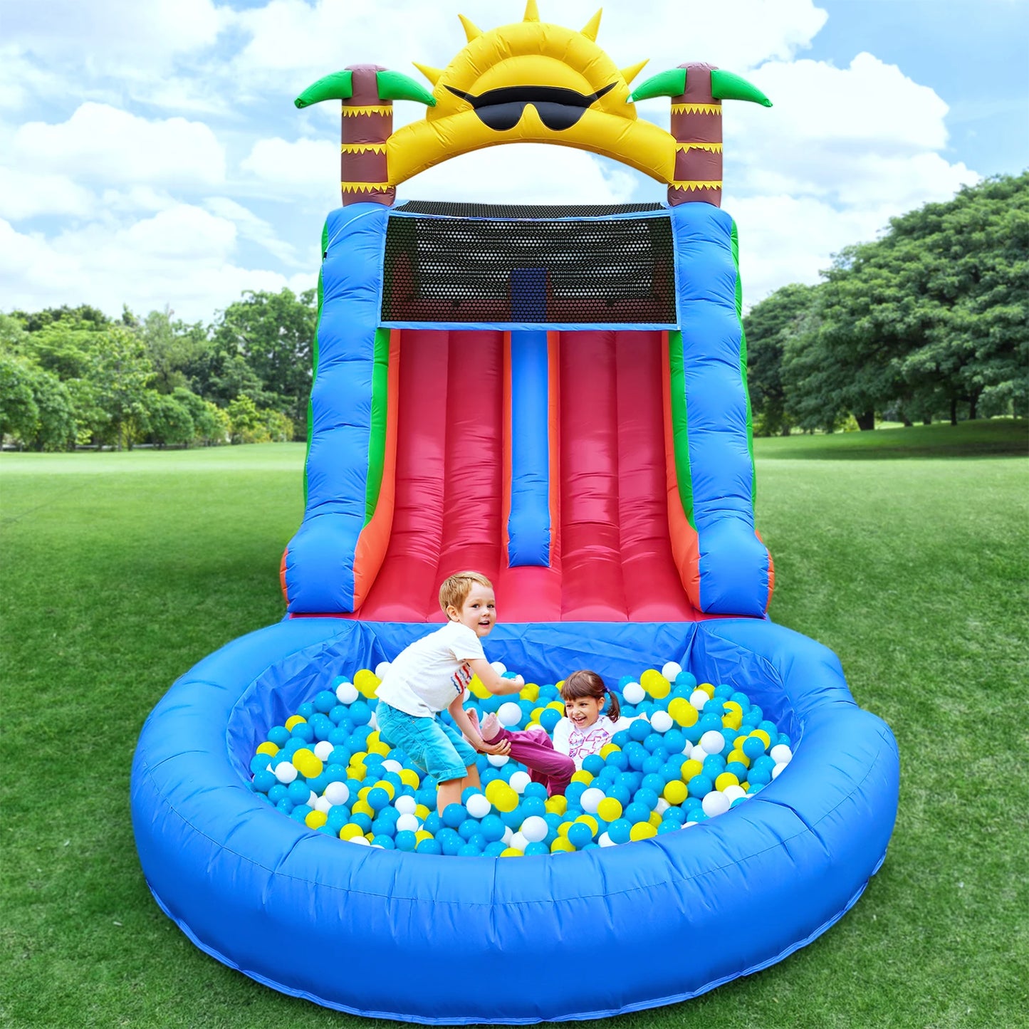 King Inflatable Water Slide With 1100W Blower Commercial PVC Bounce House