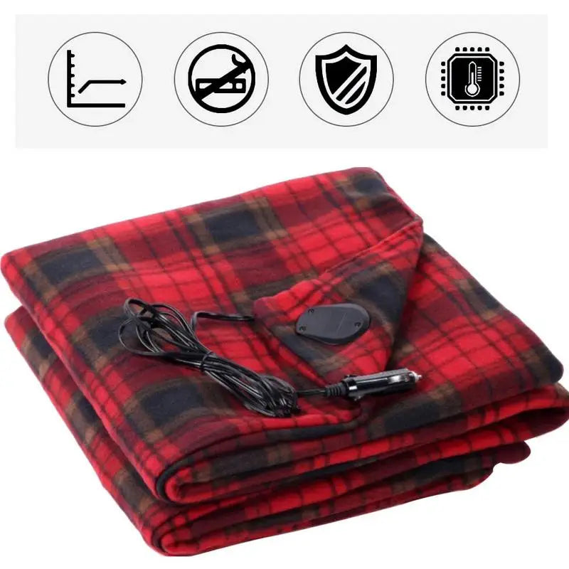 12V Electric Car Blanket Heated Fleece For Travel And Winter Warmth