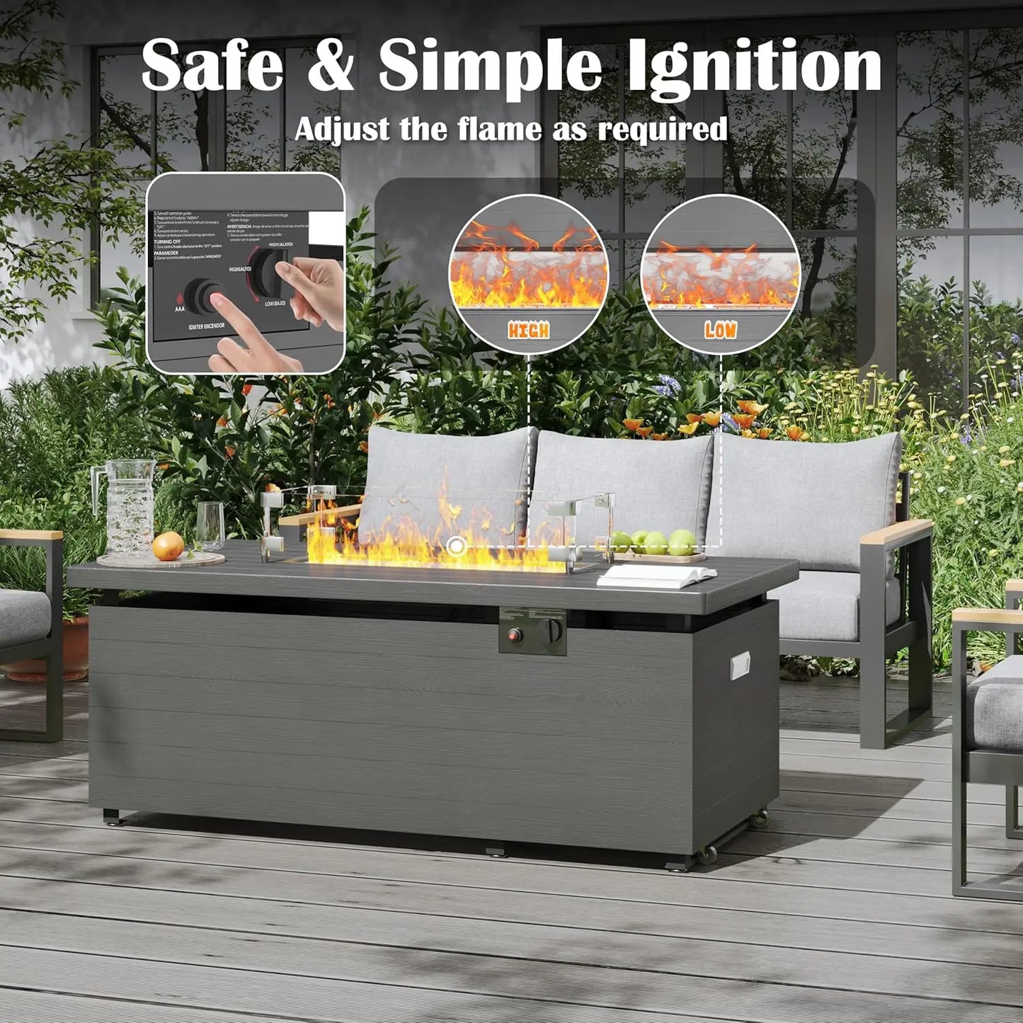 Transform your outdoor space into a warm, stylish focal point with the Outdoor 51 Inch Fire Pit Table and its powerful 50000 BTU flame.