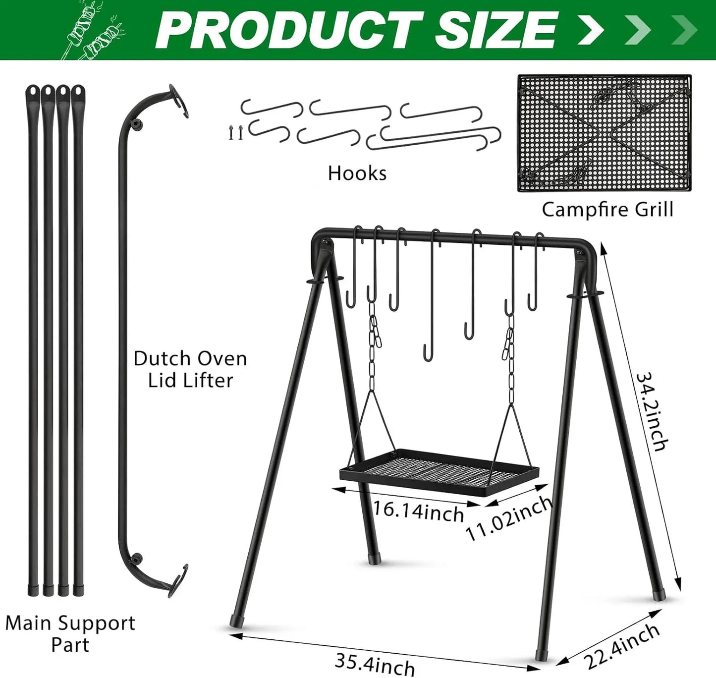 Elevate your campfire cooking with this versatile swing grill stand, designed to simplify meal prep, enhance flavor, and turn every campout into a social dinner.