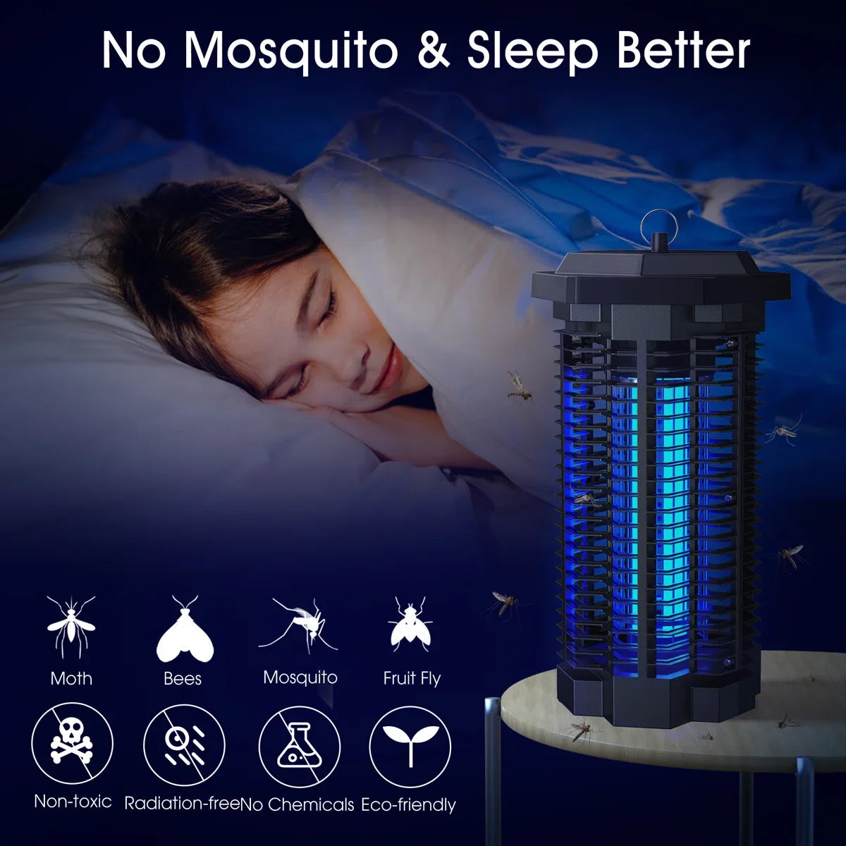 KLOUDIC 7 Inch Waterproof 4000V Mosquito Zapper For Backyard Patio 2500 Sq Ft