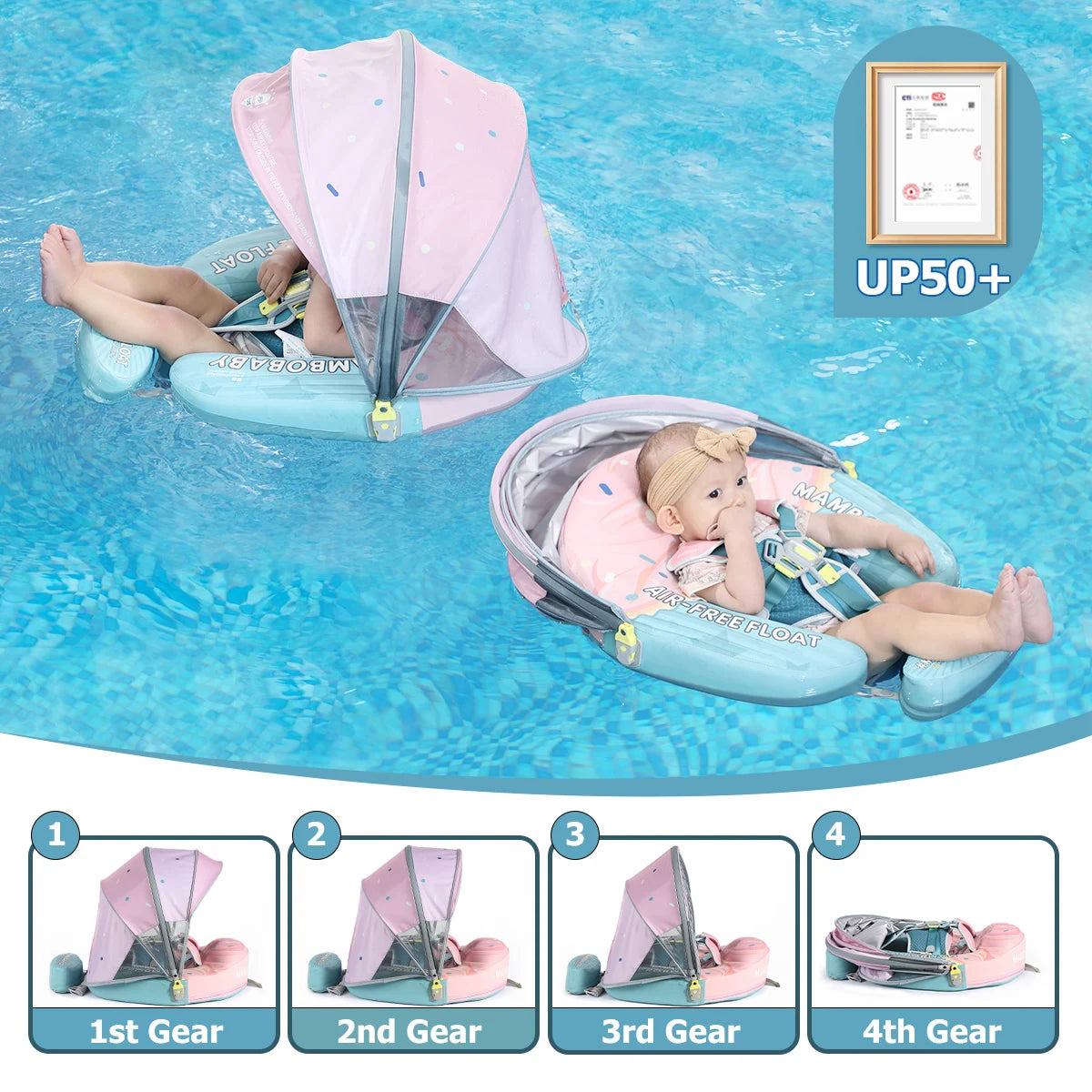 Mambobaby No Inflation Safe Harness Baby Swim Ring Toddler Pool Float 6 To 18 Kg
