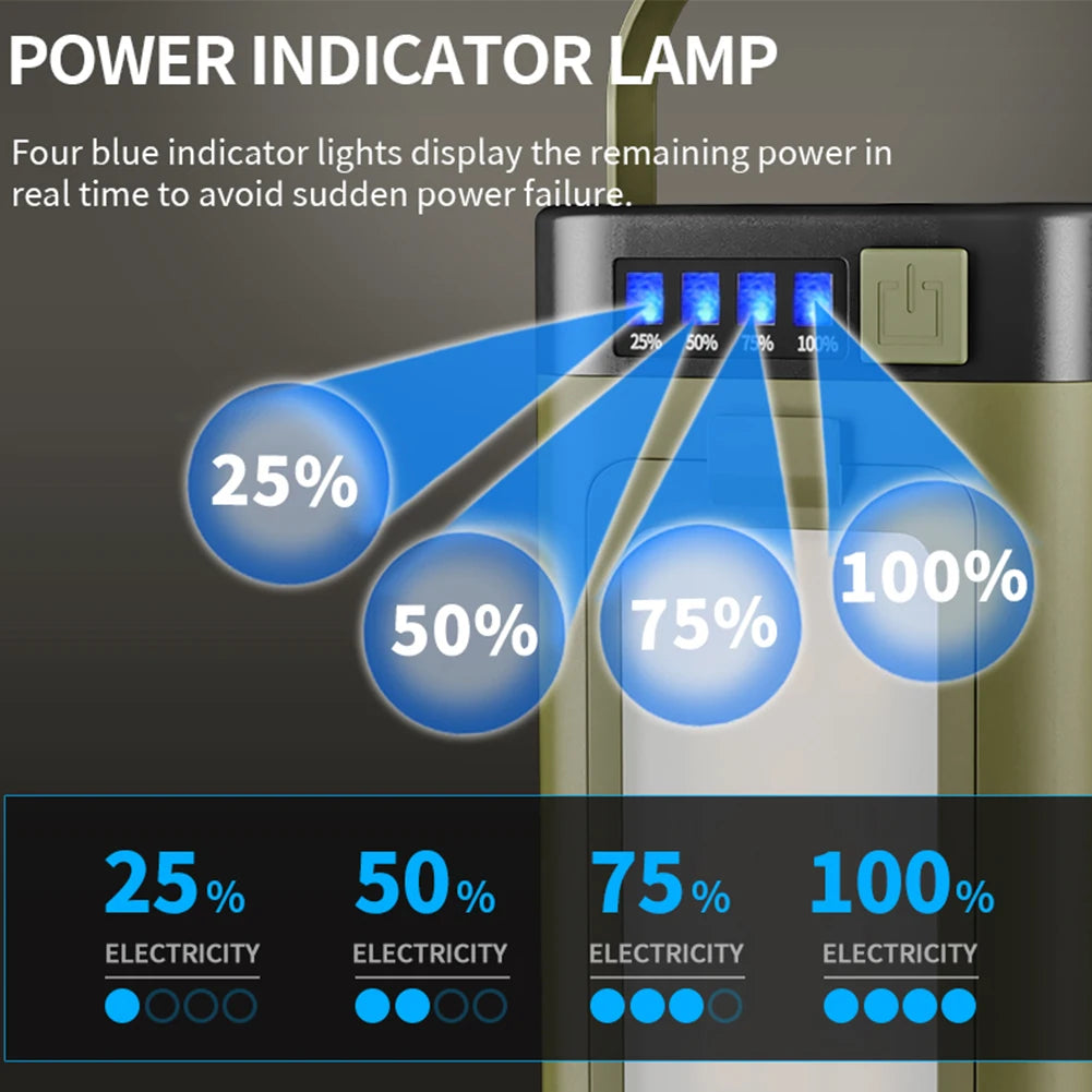 Foldable Camping Lantern Power Bank Solar Rechargeable LED Light For Camping