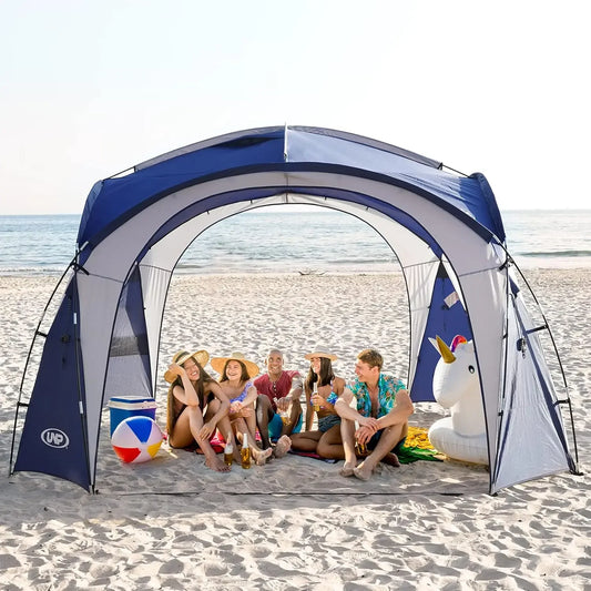 UNP Easy Beach Tent Pop Up Canopy UPF50 Sun Shelter With Side Wall Ground Pegs