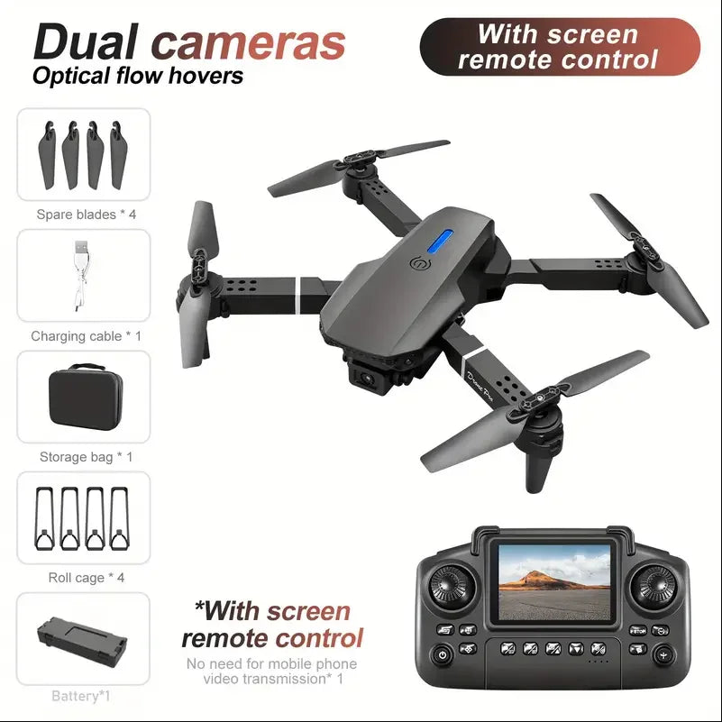2025 E88 Drone HD Dual Camera With Screen Control One Key Takeoff WiFi App