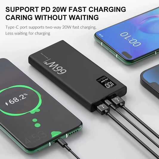 200000mAh 66W USB Type C Fast Charging Power Bank For iPhone Samsung Huawei