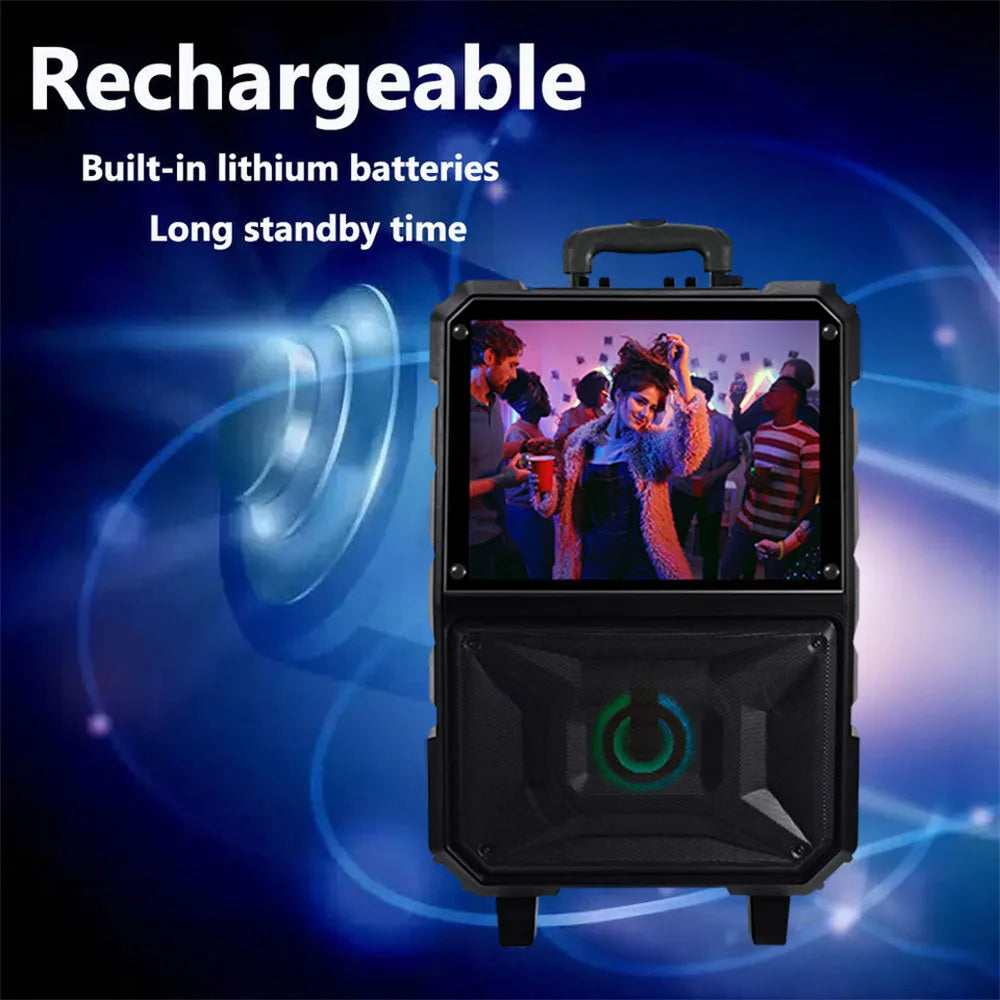 CURUK Bluetooth Party Speaker Karaoke Machine With 15 Inch LED Touchscreen HDMI