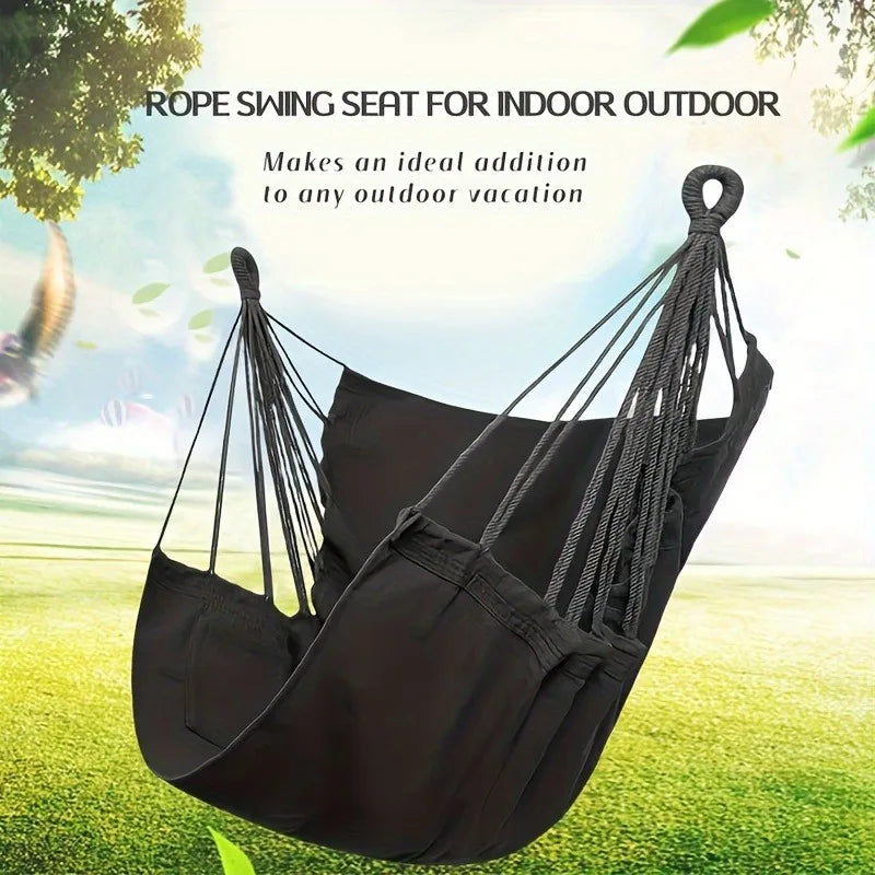 Portable Hammock Swing Chair With Canvas Bed And Storage Bag For Indoor Outdoor