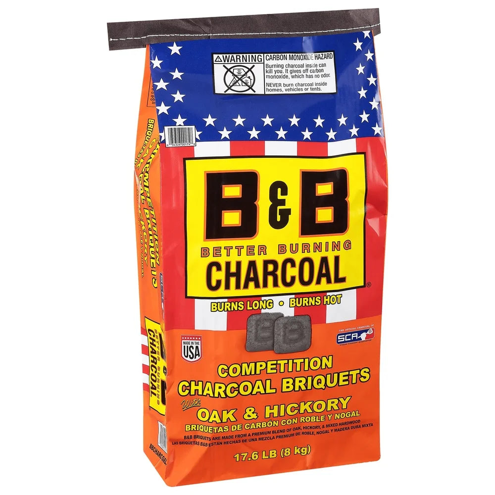 Oak Charcoal Briquets 17.6 Lb Long Burn Smoky Flavor for Grilling No Additives