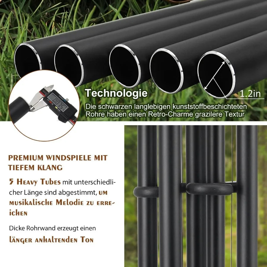 Astarin 48 Inch Sympathy Wind Chime Outdoor 5 Aluminum Tubes
