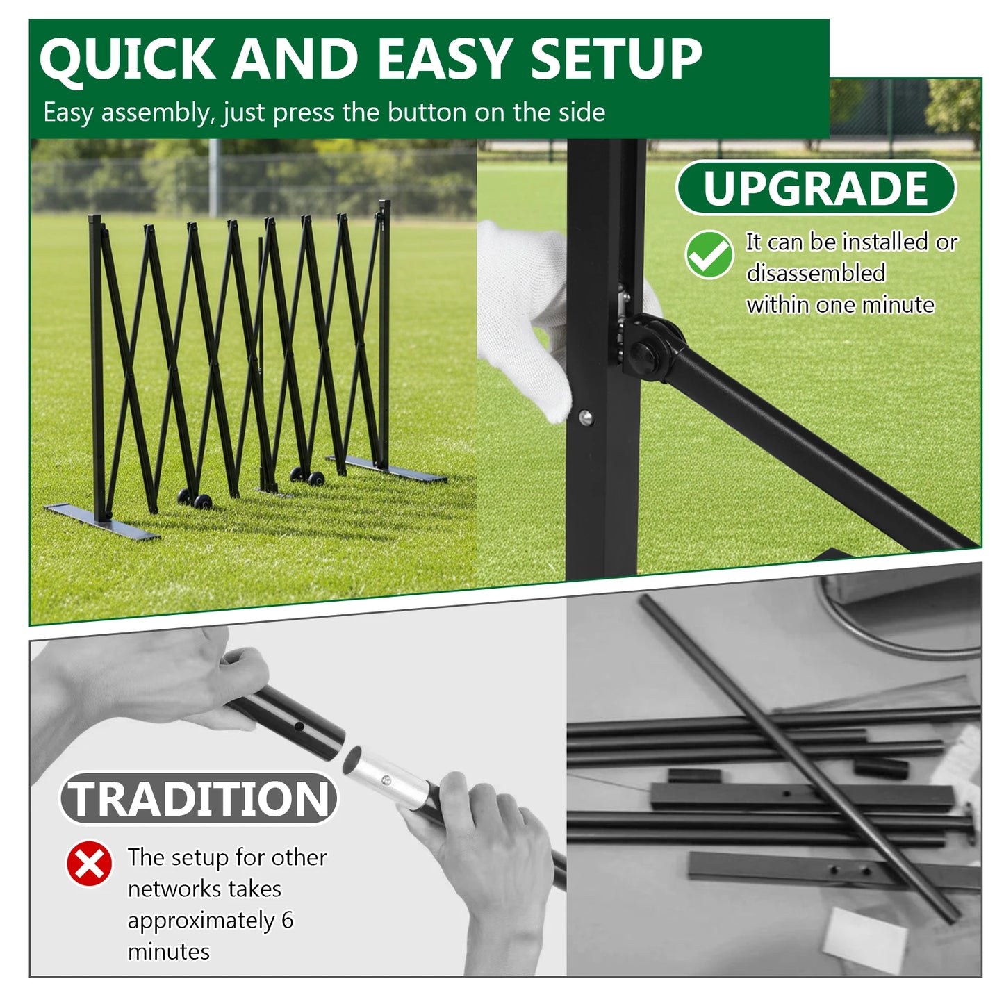 APWIKOGER Retractable Pickleball Net Durable Portable Indoor Outdoor