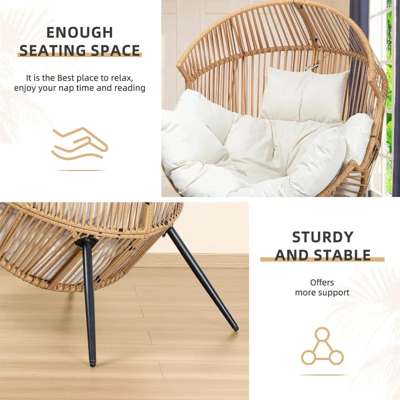 Transform your outdoor space with this plush PE rattan egg chair that blends style and comfort.