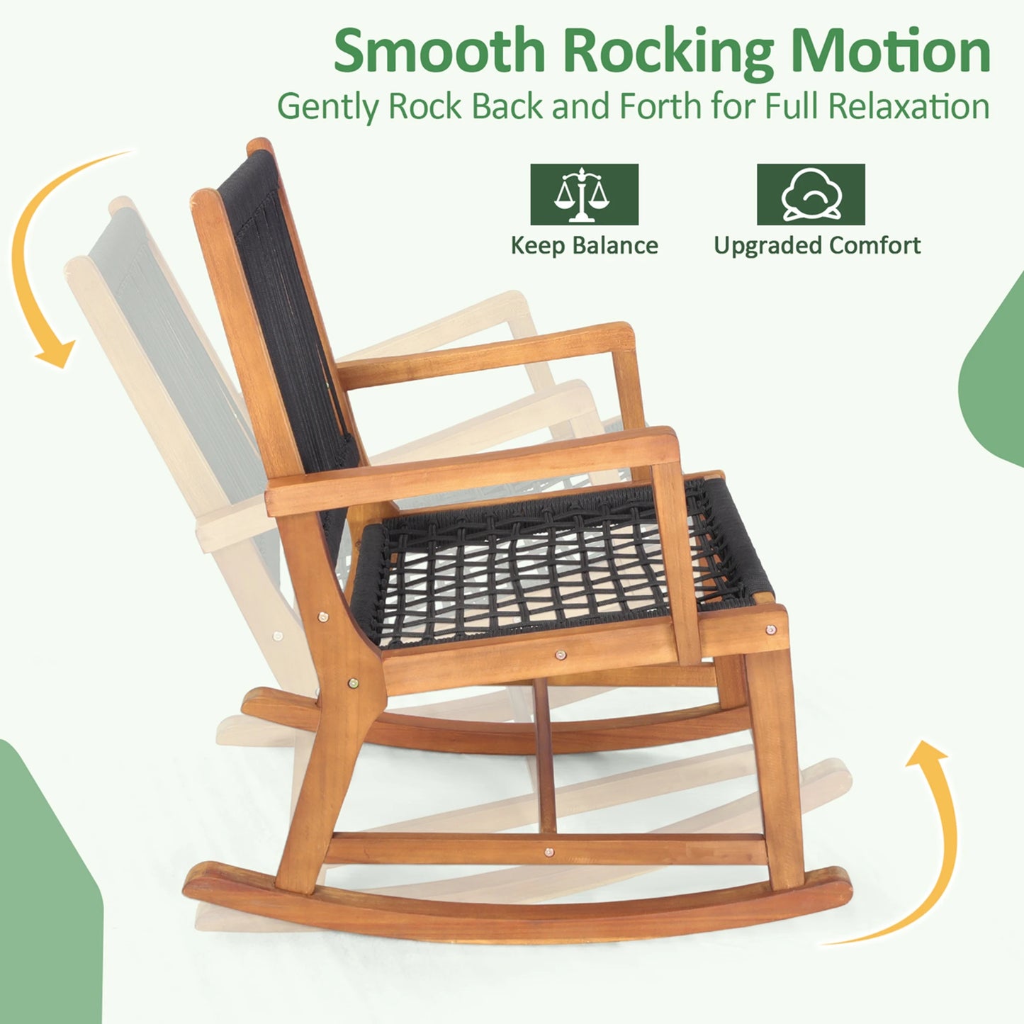 HOMASIS 3 Piece Acacia Wood Patio Bistro Table Rocking Chair Set Outdoor