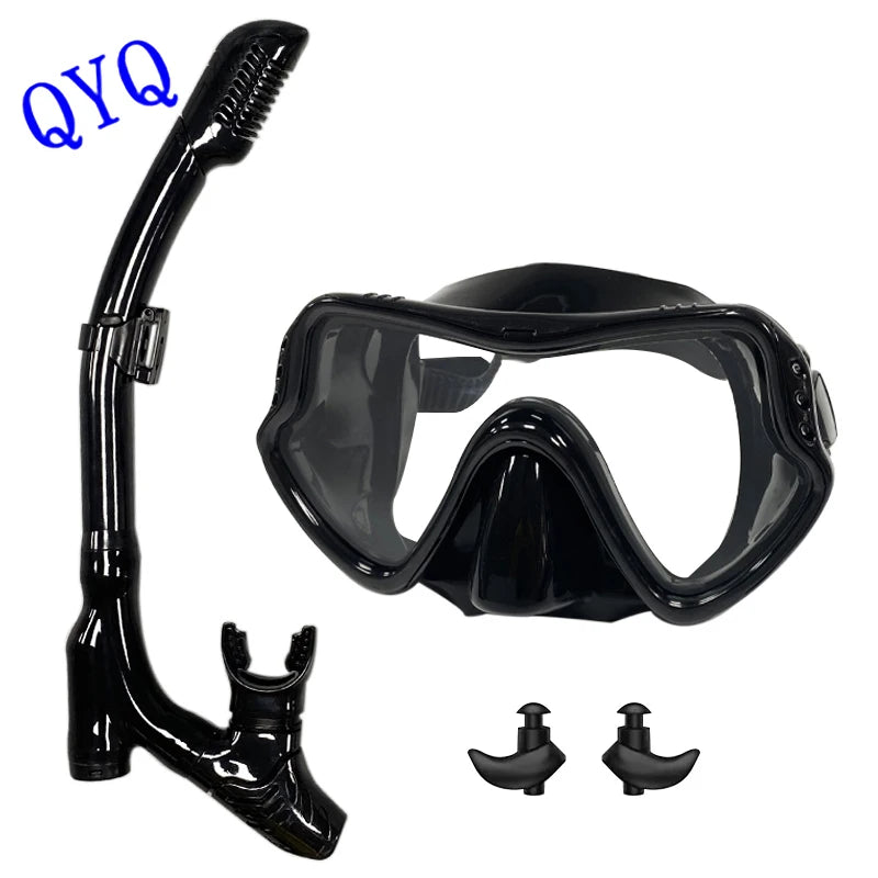 Explore clear underwater views with the QYQ diving mask and snorkel set that gives you comfort and versatility.