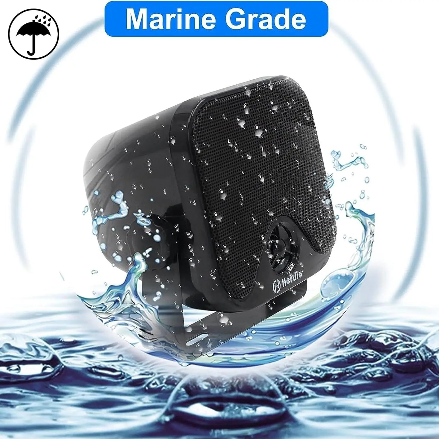 Herdio 4 Inch Waterproof Marine Speakers Boat ATV UTV Motorcycle 100W