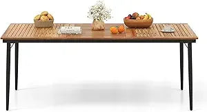 Outdoor Dining Table For 8 With 79 Inch Acacia Wood Top And Metal Frame
